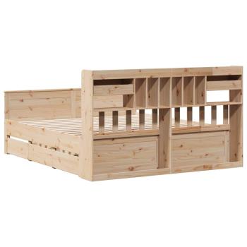 Massivholzbett mit Regal ohne Matratze 180x200 cm Kiefernholz