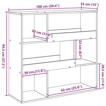 Raumteiler Grau Sonoma 100x33x94,5 cm Holzwerkstoff