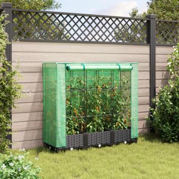 Hochbeet mit Gewächshaus-Aufsatz Rattan-Optik 120x40x123 cm