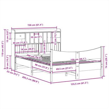 Massivholzbett ohne Matratze 150x200 cm Kiefernholz