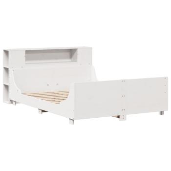 ARDEBO.de - Massivholzbett ohne Matratze Weiß 140x190 cm Kiefernholz