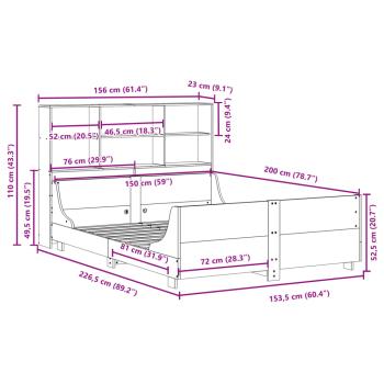 Massivholzbett ohne Matratze Wachsbraun 150x200 cm Massivholz