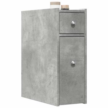 ARDEBO.de - Badschrank Schmal mit Rollen Betongrau Holzwerkstoff
