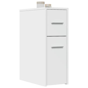 ARDEBO.de - Badschrank Schmal mit Rollen Weiß Holzwerkstoff