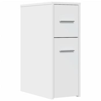 Badschrank Schmal mit Rollen Weiß Holzwerkstoff