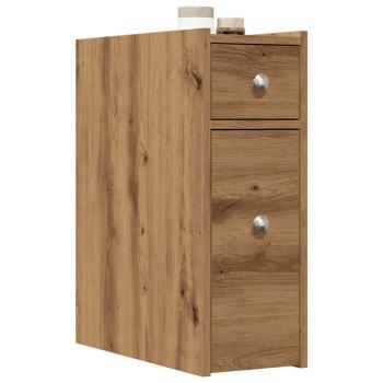 ARDEBO.de - Badschrank Schmal mit Rollen Artisan-Eiche Holzwerkstoff