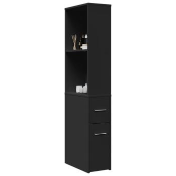 ARDEBO.de - Badschrank Schmal mit Rollen Schwarz Holzwerkstoff