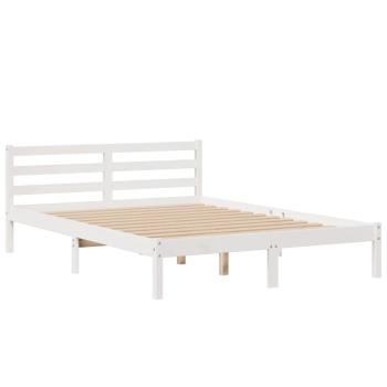 Massivholzbett mit Regal ohne Matratze Weiß 140x200 cm Kiefer
