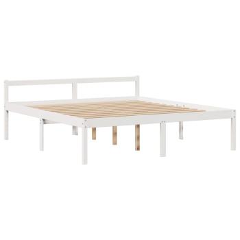 Massivholzbett mit Regal ohne Matratze Weiß 180x200 cm Kiefer