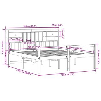 Massivholzbett mit Regal ohne Matratze Weiß 180x200 cm Kiefer