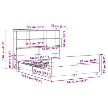 Massivholzbett ohne Matratze 140x190 cm Kiefernholz