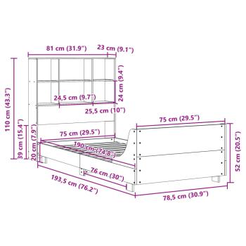Massivholzbett ohne Matratze Wachsbraun 75x190 cm Kiefernholz