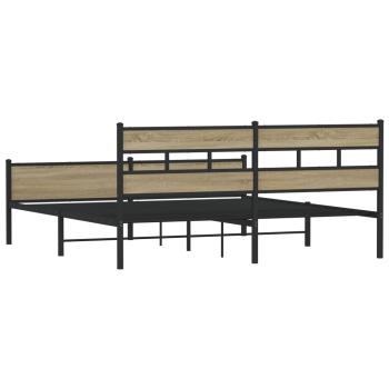Metallbett ohne Matratze Sonoma-Eiche 193x203 cm