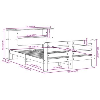Massivholzbett ohne Matratze Wachsbraun 135x190 cm Kiefernholz