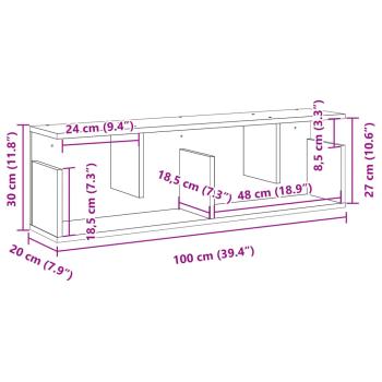 Wandschrank 100x20x30 cm Räuchereiche Holzwerkstoff