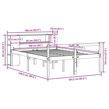 Massivholzbett ohne Matratze Wachsbraun 160x200 cm Massivholz