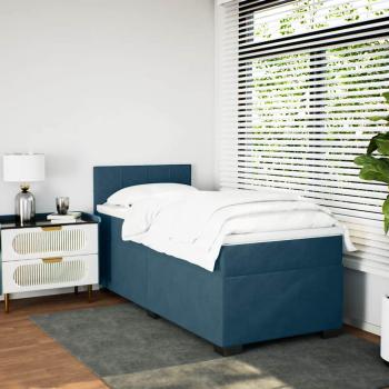 Boxspringbett mit Matratze Dunkelblau 90x200 cm Samt