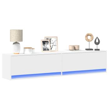 ARDEBO.de - TV-Wandschrank mit LED Weiß 180x31x38 cm