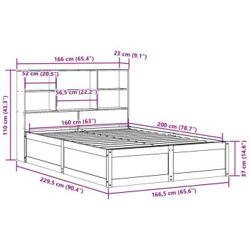 Massivholzbett ohne Matratze Wachsbraun 160x200 Kiefernholz