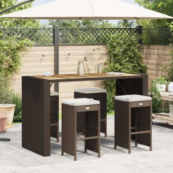 ARDEBO.de - Garten-Barhocker mit Kissen 4 Stk. Braun Poly Rattan