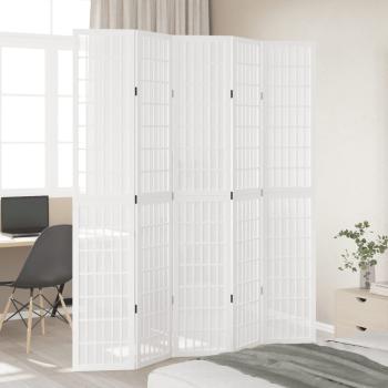 5-tlg. Raumteiler Weiß Massivholz Paulownia