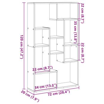 Bücherregal Weiß 72x20x120 cm Holzwerkstoff
