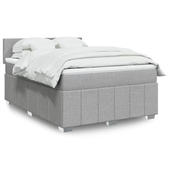 ARDEBO.de - Boxspringbett mit Matratze Hellgrau 140x190 cm Stoff
