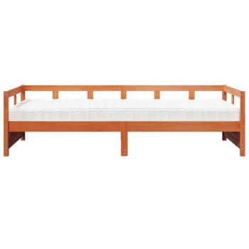 Tagesbett mit Matratze Wachsbraun 80x200 cm Massivholz Kiefer