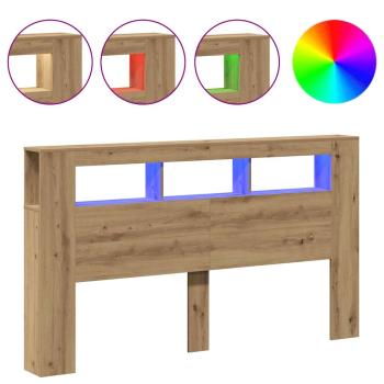 LED-Kopfteil Artisan-Eiche 180x18,5x103,5 cm Holzwerkstoff