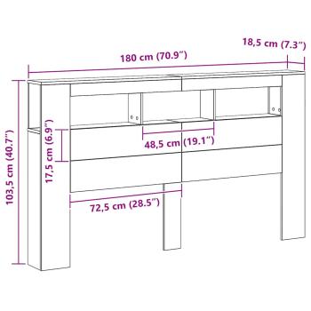 LED-Kopfteil Artisan-Eiche 180x18,5x103,5 cm Holzwerkstoff
