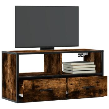 ARDEBO.de - TV-Schrank Räuchereiche 80x31x39,5 cm Holzwerkstoff und Metall