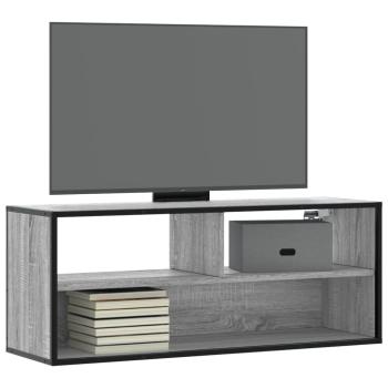 ARDEBO.de - TV-Schrank Grau Sonoma 100x31x39,5 cm Holzwerkstoff und Metall