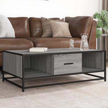 ARDEBO.de - Couchtisch Grau Sonoma 100x57x35 cm Holzwerkstoff und Metall