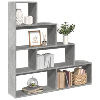 ARDEBO.de - Raumteiler-Bücherregal 4 Etagen Betongrau 143,5x29x143,5 cm