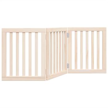 3-tlg. Hundetor Faltbar 150 cm Pappelholz