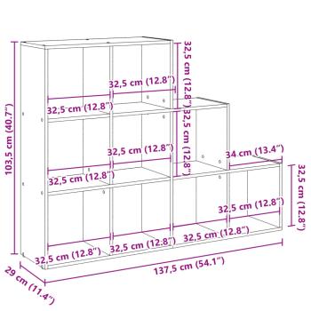 Raumteiler-Bücherregal 3 Stufen Weiß 137,5x29x103,5 cm