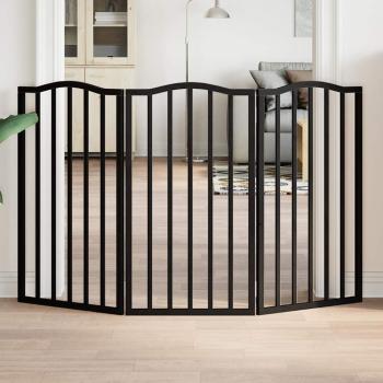 ARDEBO.de - 3-tlg. Hundetor Faltbar Schwarz 150 cm Pappelholz
