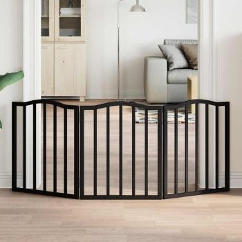 ARDEBO.de - 3-tlg. Hundetor Faltbar Schwarz 150 cm Pappelholz