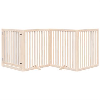 ARDEBO.de - 4-tlg. Hundetor mit Tür Faltbar 320 cm Pappelholz