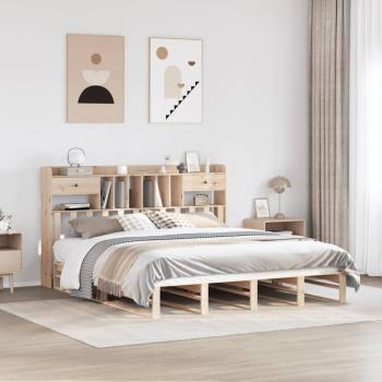 ARDEBO.de - Massivholzbett mit Regal ohne Matratze 180x200 cm Kiefernholz