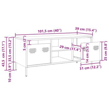 TV-Schrank Olivgrün 101,5x39x43,5 cm Kaltgewalzter Stahl
