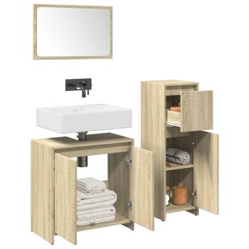 ARDEBO.de - 3-tlg. Badmöbel-Set Sonoma-Eiche Holzwerkstoff