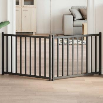 ARDEBO.de - 2-tlg. Hundetor Faltbar Schwarz 160 cm Massivholz Tanne