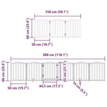 9-tlg. Hundetor mit Tür Faltbar Braun 450 cm Pappelholz