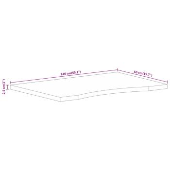 Schreibtischplatte mit Aussparung 140x50x2,5cm Massivholz Mango