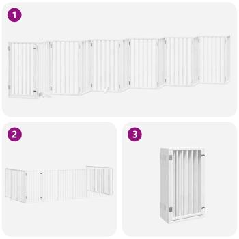 12-tlg. Hundetor mit Tür Faltbar Weiß 600 cm Pappelholz