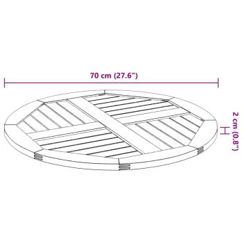 Tischplatte Ø70x2 cm Rund Massivholz Akazie