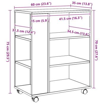 Rollcontainer Artisan-Eiche 60x35x75 cm Holzwerkstoff