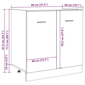 Spülenunterschrank Altholz-Optik 80x46x81,5 cm Holzwerkstoff