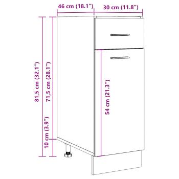 Schubunterschrank Altholz-Optik 30x46x81,5 cm Holzwerkstoff